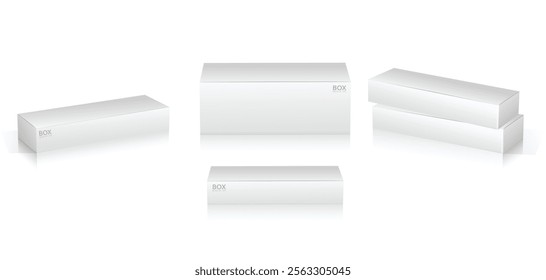 Set illustration of Super Realistic White Box Mockup Design isolated 