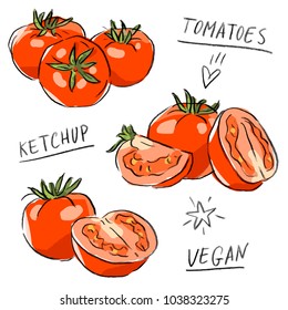 Set illustration with tomatoes