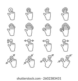 Set illustration touch screen hand gesture