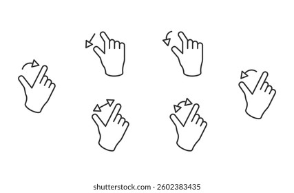 Set illustration touch screen hand gesture