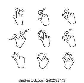 Set illustration touch screen hand gesture