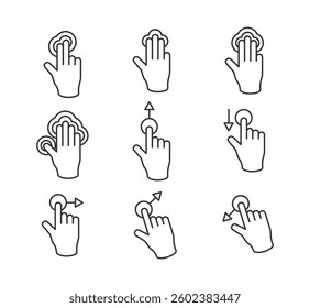 Set illustration touch screen hand gesture