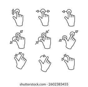 Set illustration touch screen hand gesture