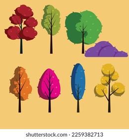 set illustration of tree for banner, illustration, vector, flyer, presentation, comercial use, etc