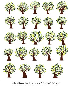 Set Illustration Tree Icon in white background