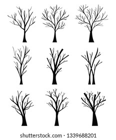Set Illustrationsbäume mit toten Zweigen