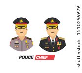 Set Illustration of two police chief and general officer on duty with uniform 