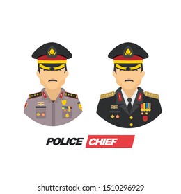 Set Illustration of two police chief and general officer on duty with uniform 