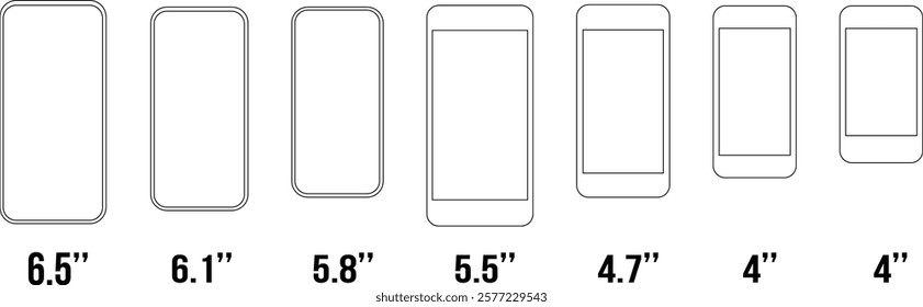 Set illustration of a typical smartphone screen size