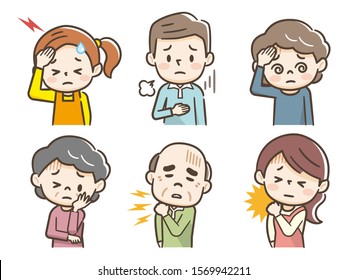 Set of Illustration of unwell people