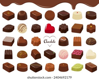 Set illustration of various chocolates