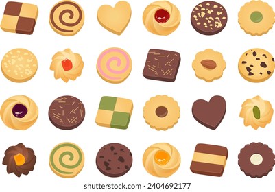 Set illustration of various cookies