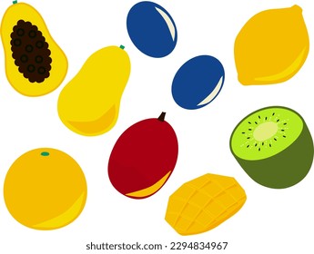 Set illustration of various fruits