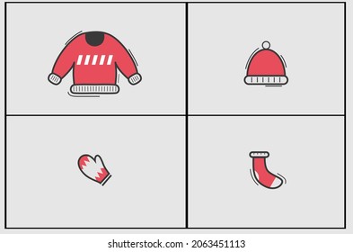 a set of illustration vector clothes for winter christmas