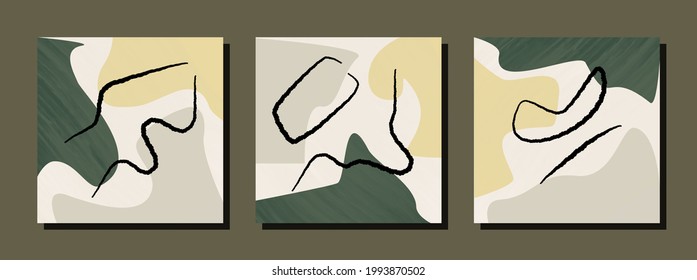 Set-Illustration, Vektorgrafik EPS10, handgezeichnet, abstrakte gemalte Geometrie Form zeitgenössische Ästhetik Mitte des Jahrhunderts moderne skandinavische nordische Design-Stil