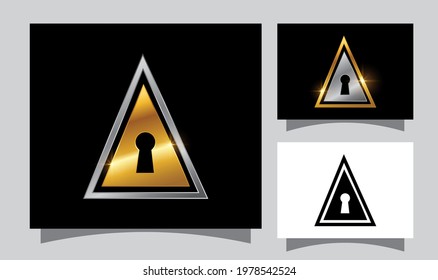 A set Illustration vector of Golden Door Key Hole Sign