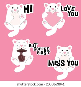 set of illustration vector graphic of cute cat cartoon style, illustration  can be used for print and icon 