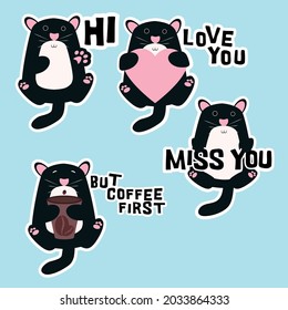 set of illustration vector graphic of cute cat cartoon style, illustration  can be used for print and icon 