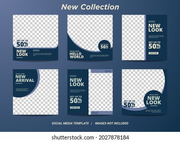 Set of Illustration vector graphic Editable square banner template. blue and mint background color with stripe line shape. Suitable for social media posts and web or internet ads