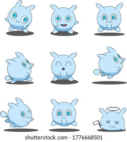 set illustration vector graphic of little bunny fit for kids product etc.