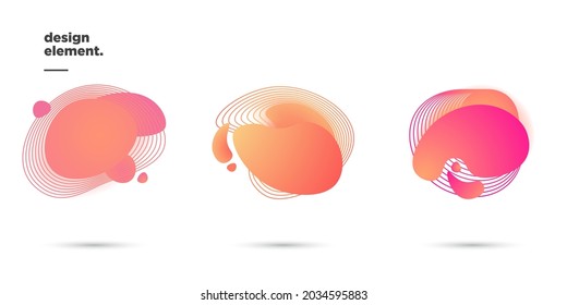 Set Illustration vector graphic of modern abstract dynamical colored forms and line elements. Gradient abstract background flowing liquid shapes. Template for the design of a flyer, presentation