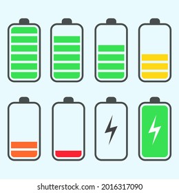 set illustration vector graphic of phone battery charge status flat symbol