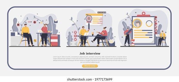 Set of Illustration vector Job interview landing page concept. business meeting and recruitment. flat style design