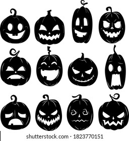 Set illustration vector scary pumkin for Helloween celebration