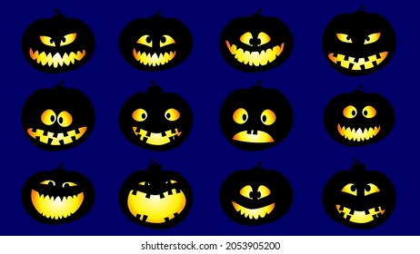 Set illustration vector scary pumkin for Helloween celebration