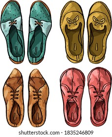 Set illustration with vintage casual shoes