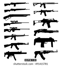 Set illustration of weapons.