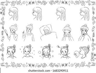 set illustration of woman's face 