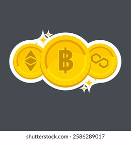 set of illustrations about currency and digital currency