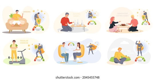 Set Illustrations About Good Bad Habits Stock Vector (Royalty Free ...