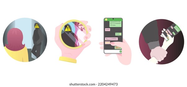 Set Illustrations About Violence Against Women Stock Vector (Royalty ...