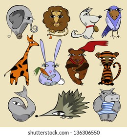 Set of illustrations of animals