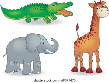 a set of illustrations of animals in Africa. isolated on white