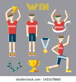 set of illustrations with the athlete