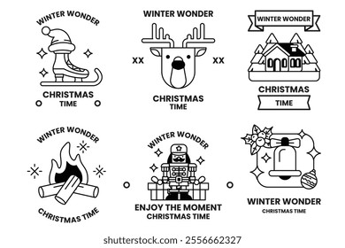 Set of illustrations of badges and labels in the Christmas concept