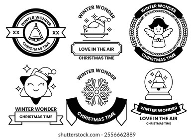 Set of illustrations of badges and labels in the Christmas concept