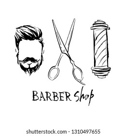 Set of illustrations for barbershop.