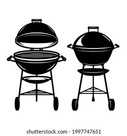 Set von Illustrationen von bbq Grill. Design-Element für Poster, Karte, Banner, Emblem, Zeichen. Vektorgrafik