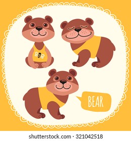 Set of illustrations with bears.