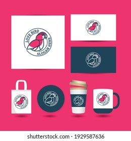 Set illustrations of bird logo design concept.
