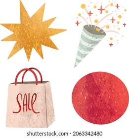 a set of illustrations for Black Friday on sale for the design of the shell of the bag bags firecracker