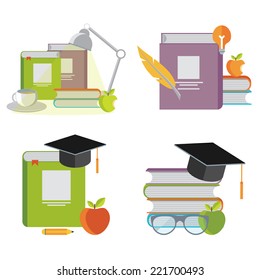 Set of illustrations. Books