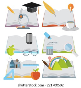 Set of illustrations. Books