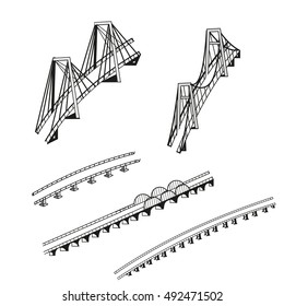 set of illustrations of bridges architecture. Vector Illustration