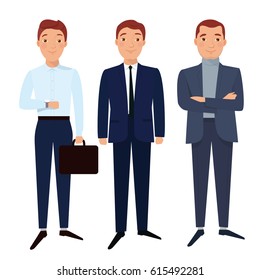 Set of illustrations business man of different age and status