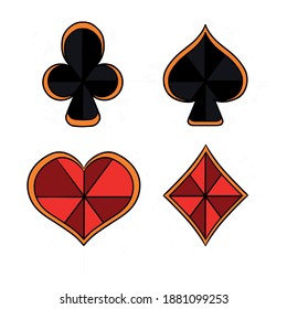 Set of illustrations of card symbols isolation on white background. Vector illustration. Illustration for design posters advertisements menus avish and more